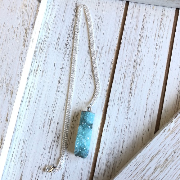 Salty Kiss Design Jewelry - Blue Natural Druzy Necklace